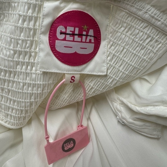 NWT CELIA B Ezili One-Shoulder Tiered Ruffle Dress White S - Picture 14 of 16